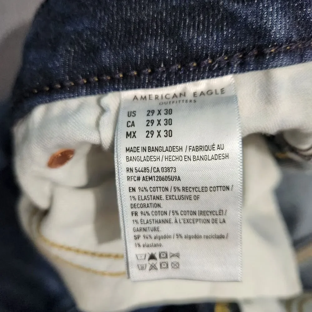 American Eagle Jeans Men 29X30 (30X29) Airflex+ Original Straight Leg Dark Wash